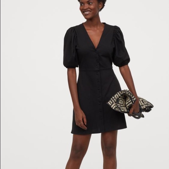 H&M Dresses & Skirts - H&M Black Puff Sleeve Mini Dress